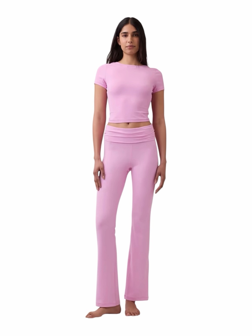 Gap fit Smooth Foldover Mini Flare Leggings, Women’s Size Medium, Pink, NEW